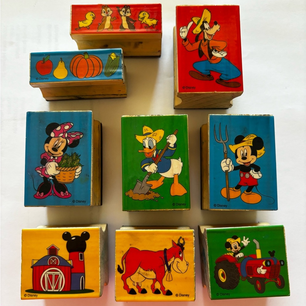 Mickey Mouse Rubber Stamp Set - Disney Mickey's Farm & Friends  - 9 Stamp Lot